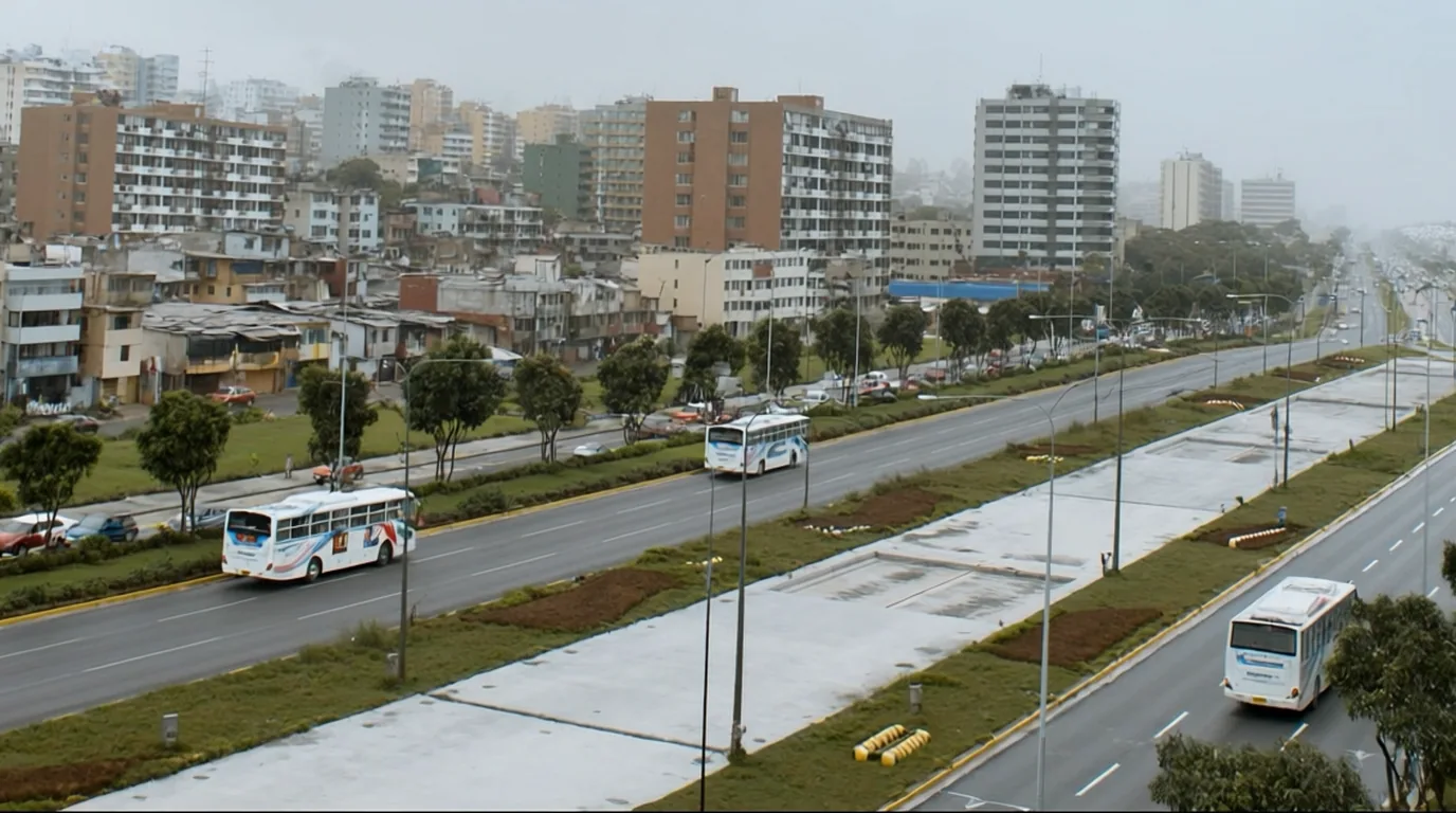 Corredor de transporte urbano en Lima, Perú — ilustración referencial